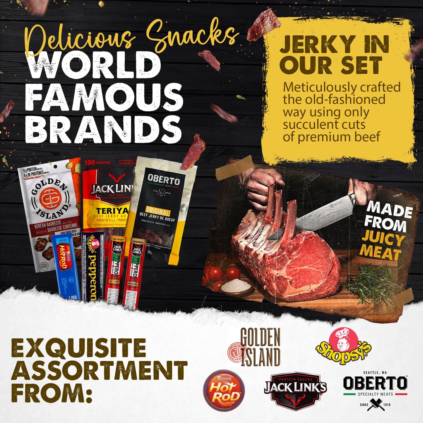 Beef Jerky & Meat Snack Box - Gift for Adults - Jack Links & More - Canadian Distribution - Ships Free Within Canada on Orders Above CAD $199