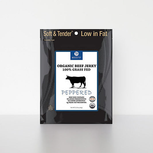 Organic Beef Jerky, 100% Grass-Fed, Peppered Flavor, 2.25 Ounce, 4 packs